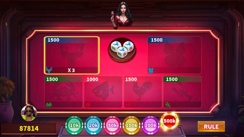 Giao diện chơi Bầu Cua online