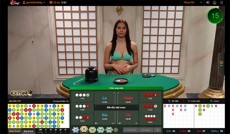 Giao diện Xóc Đĩa tại EV88